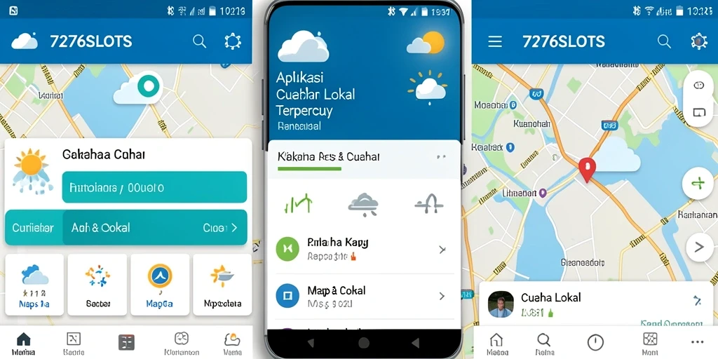 Antarmuka utama aplikasi 7276SLOTS menampilkan informasi cuaca lokal yang jelas dan terperinci.