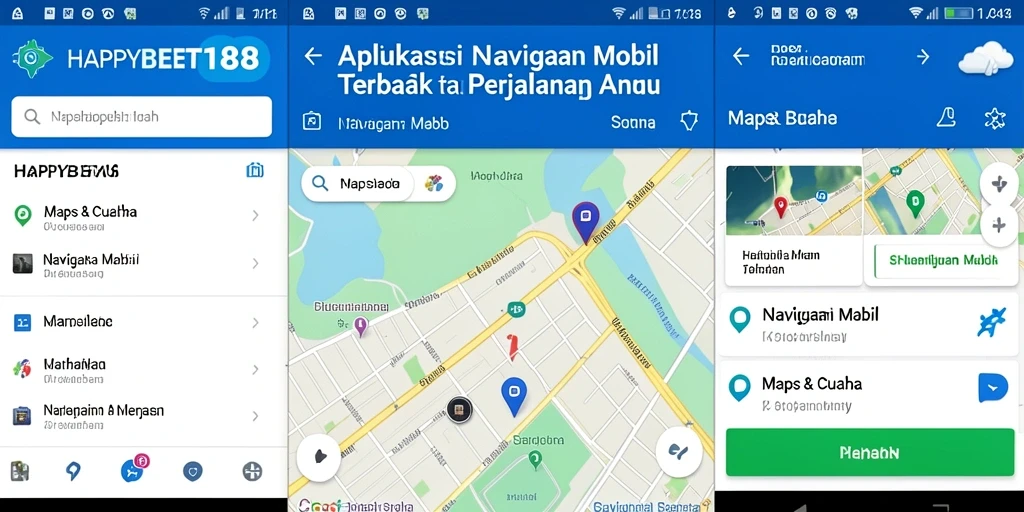 Antarmuka pengguna <strong>HAPPYBET188</strong> yang intuitif dan informatif untuk navigasi mobil.