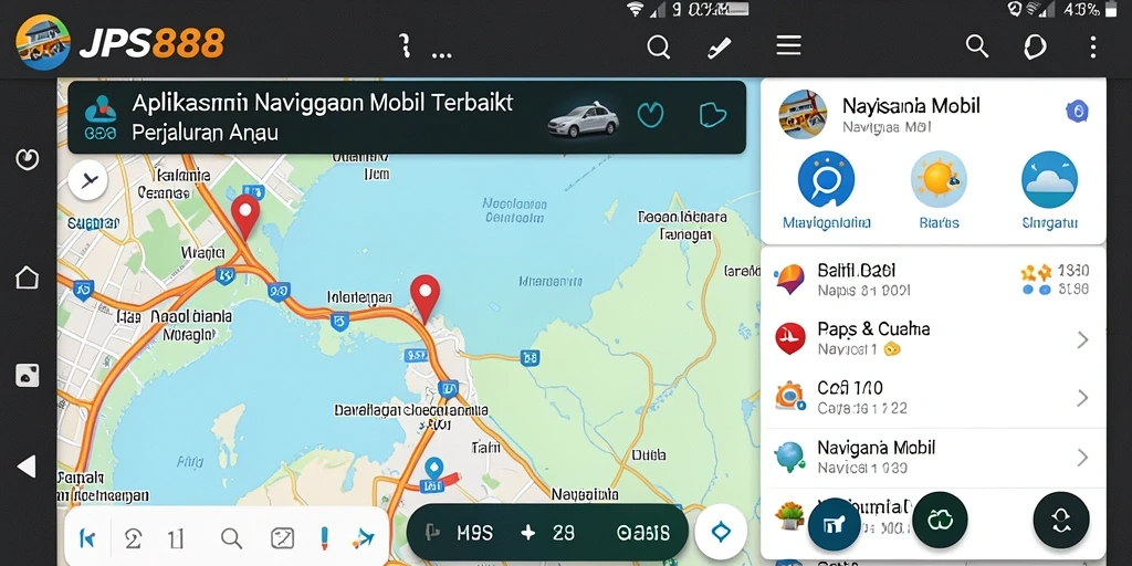 Antarmuka JPS888 yang modern dan mudah dipahami untuk navigasi mobil.
