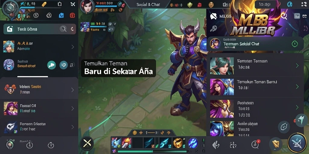 Tampilan antarmuka MLBB8 yang menarik untuk menemukan teman baru.