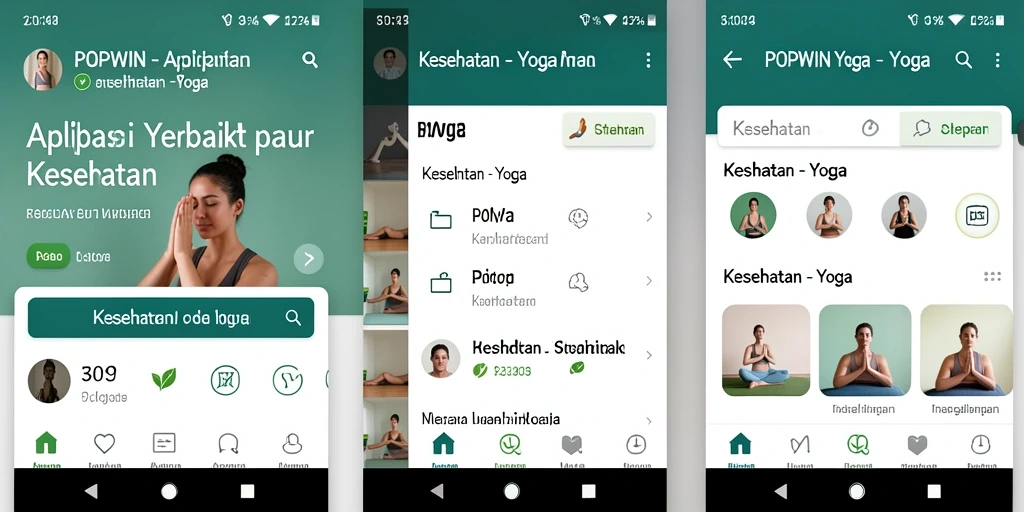Antarmuka aplikasi POPWIN menampilkan latihan Yoga yang interaktif dan menyenangkan.