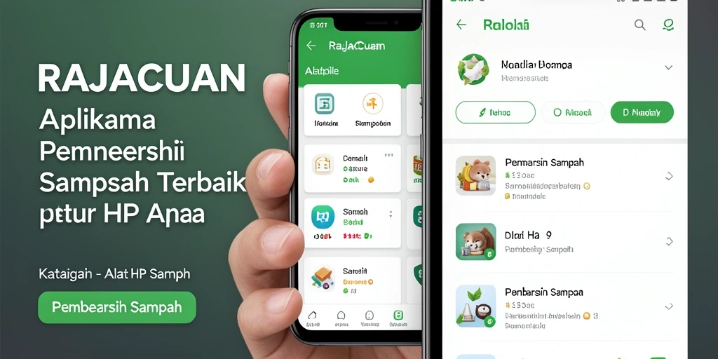 Tampilan antarmuka pembersih sampah RAJACUAN yang menarik dan sederhana.
