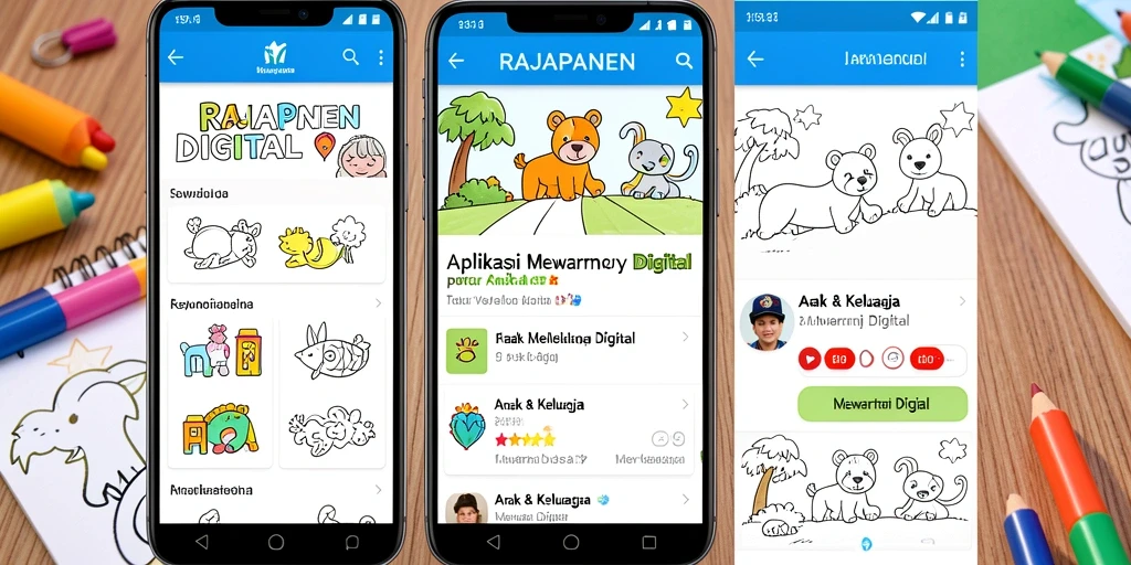 Antarmuka aplikasi RAJAPANEN yang interaktif dan menarik untuk mewarnai.