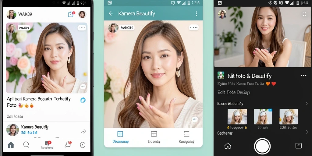 Tampilan antarmuka WAK89 yang intuitif dan beragam fitur Kamera Beautify.
